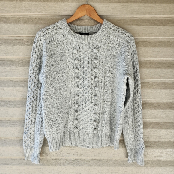 J. Crew Popcorn cable knit gray sweater - Picture 4 of 16